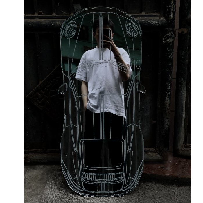Gương Trang Trí Phòng Hình Porsche, Gương Decor Phòng Hình Car, Gương Mica Dán Tường Hình Xe Ô Tô - Mizzor Studio