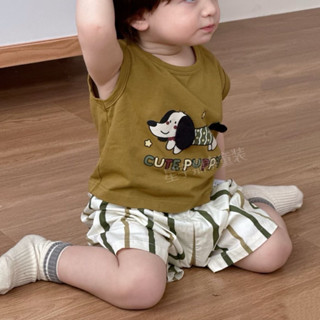 Set bộ áo ba lỗ quần đùi in hình chú chó chất liệu cotton thoáng mát cho bé
