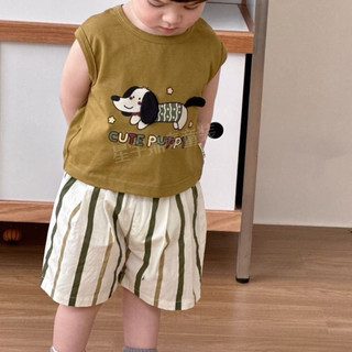 Set bộ áo ba lỗ quần đùi in hình chú chó chất liệu cotton thoáng mát cho bé