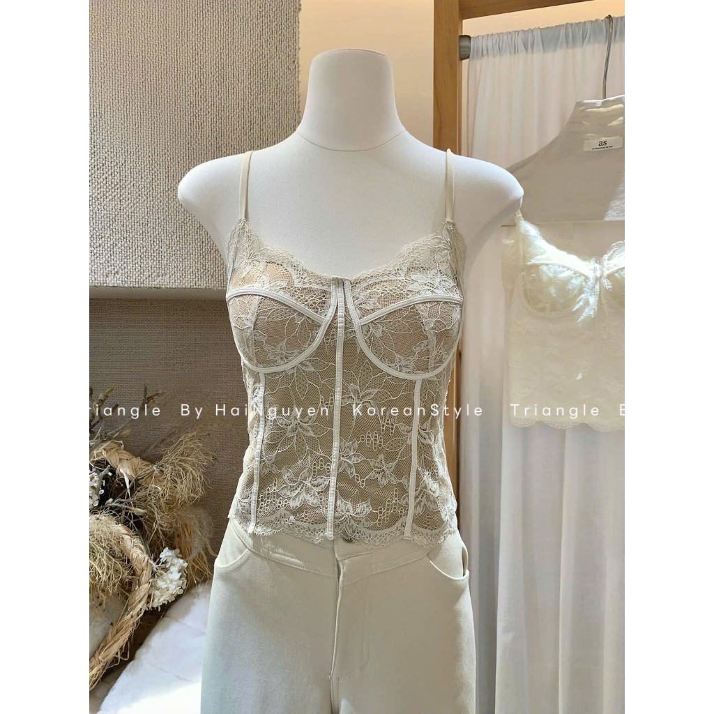 TRIANGLE - Lovely Bra (Cân nhắc kỹ, return is not welcomed)- Áo hai dây bra ren đúc su mặt sau phong cách dễ mặc