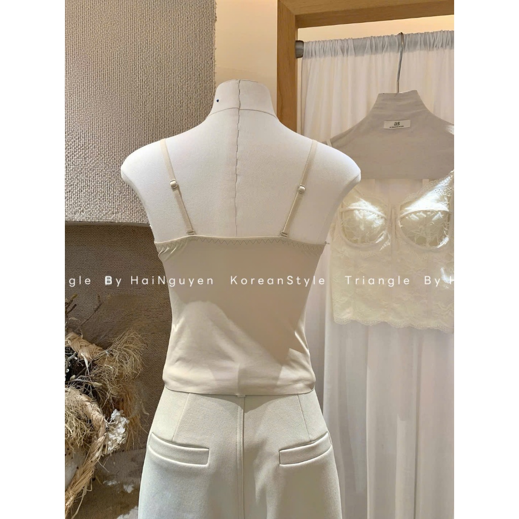 TRIANGLE - Lovely Bra (Cân nhắc kỹ, return is not welcomed)- Áo hai dây bra ren đúc su mặt sau phong cách dễ mặc