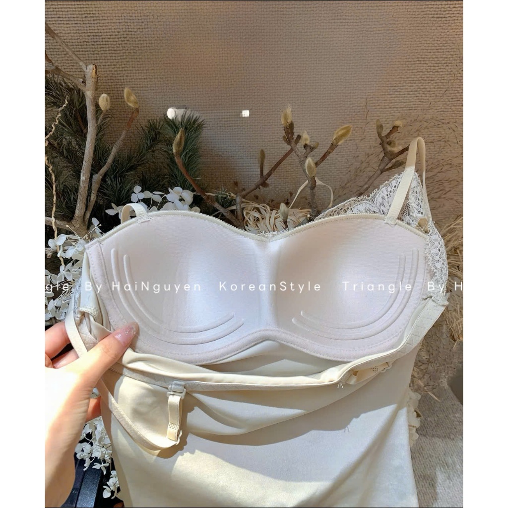 TRIANGLE - Lovely Bra (Cân nhắc kỹ, return is not welcomed)- Áo hai dây bra ren đúc su mặt sau phong cách dễ mặc