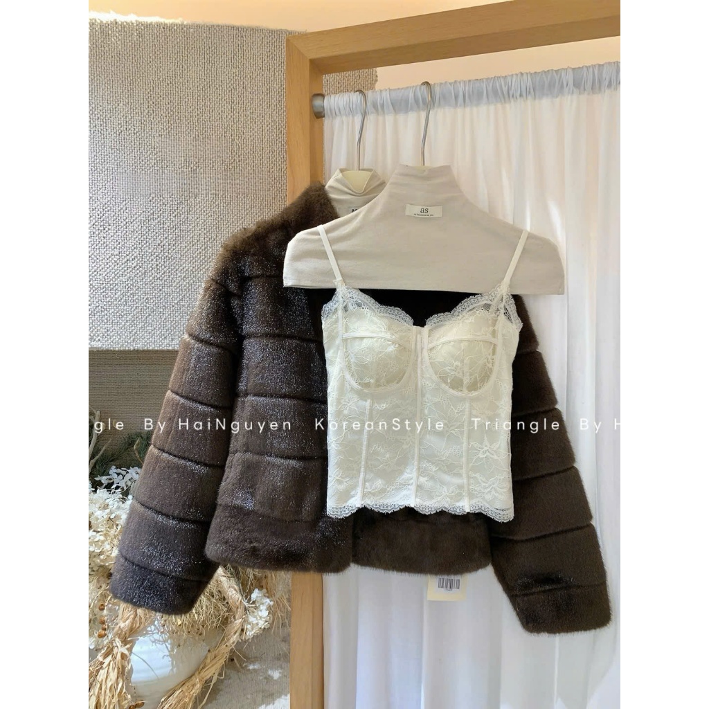 TRIANGLE - Lovely Bra (Cân nhắc kỹ, return is not welcomed)- Áo hai dây bra ren đúc su mặt sau phong cách dễ mặc