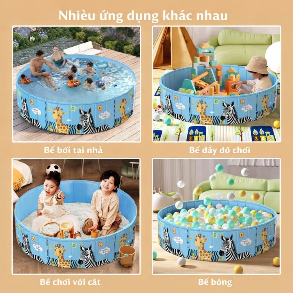 WTHB Outdoor hồ bơi cho bé, Bể bơi, Chất liệu PVC chống mài mòn, Có thể gấp gọn, Dung tích lớn, Tiện mang theo