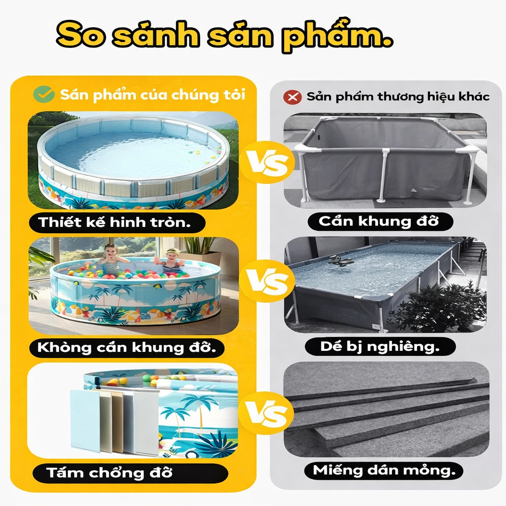 WTHB Outdoor hồ bơi cho bé, Bể bơi, Chất liệu PVC chống mài mòn, Có thể gấp gọn, Dung tích lớn, Tiện mang theo