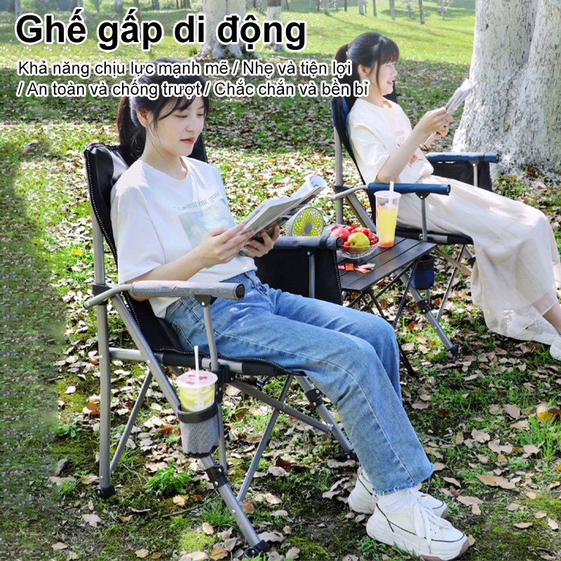 Ghế câu cá, ghế cắm trại gấp gọn, thích hợp cho câu cá ngoài trời và thư giãn