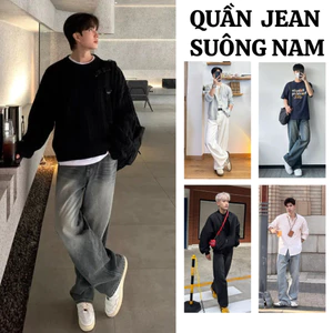 Quần Jean Nam FABUMAN ỐNG suông màu xám WASH RETRO đen ống RỘNG chất Jean dày dặn cạp cao bigsize