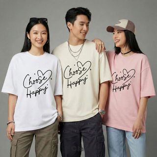 Áo Thun áo phông Nam Nữ Oversize 100% Cotton Cao Cấp CLARO - Choose Happy