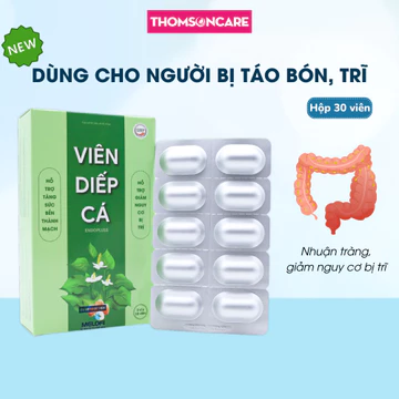 Viên Diếp cá - Giảm trĩ nội, trĩ ngoại, táo bón từ hạt dẻ ngựa, rutin, chất xơ hòa tan - Hộp 30 viên Thomsoncare