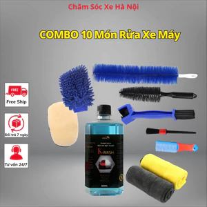 Combo 10 Món Rửa Xe Máy Cao Cấp – Kèm Dung Dịch Rửa Xe K-Wash 500ml