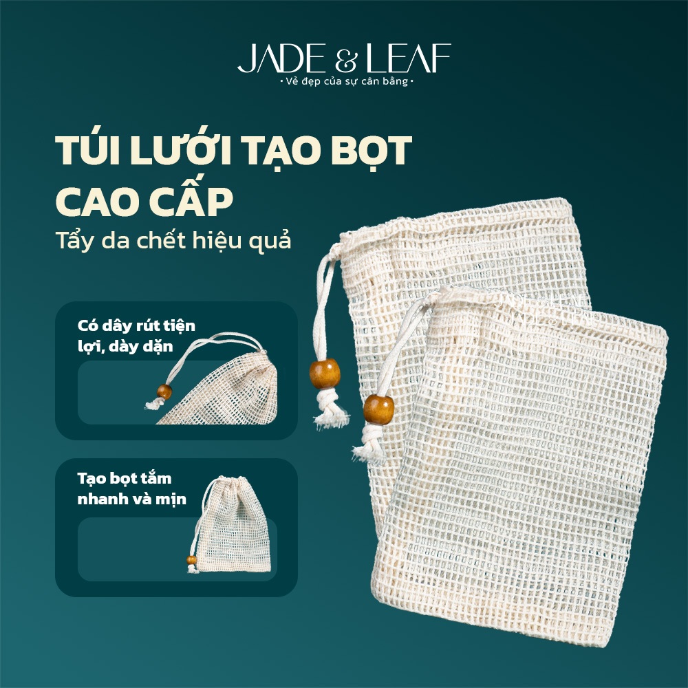 Túi Lưới Tạo Bọt Xà Phòng Jade&Leaf Cao Cấp, Tẩy Da Chết Hiệu Quả, Loại Xịn Tiện Lợi có Dây Rút