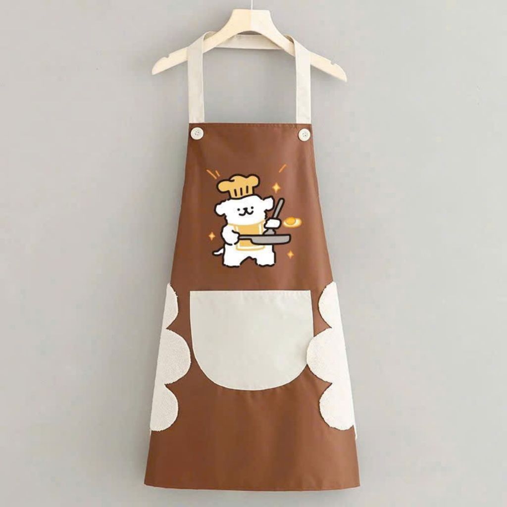tạp dề hình gấu tone nâu dễ thương