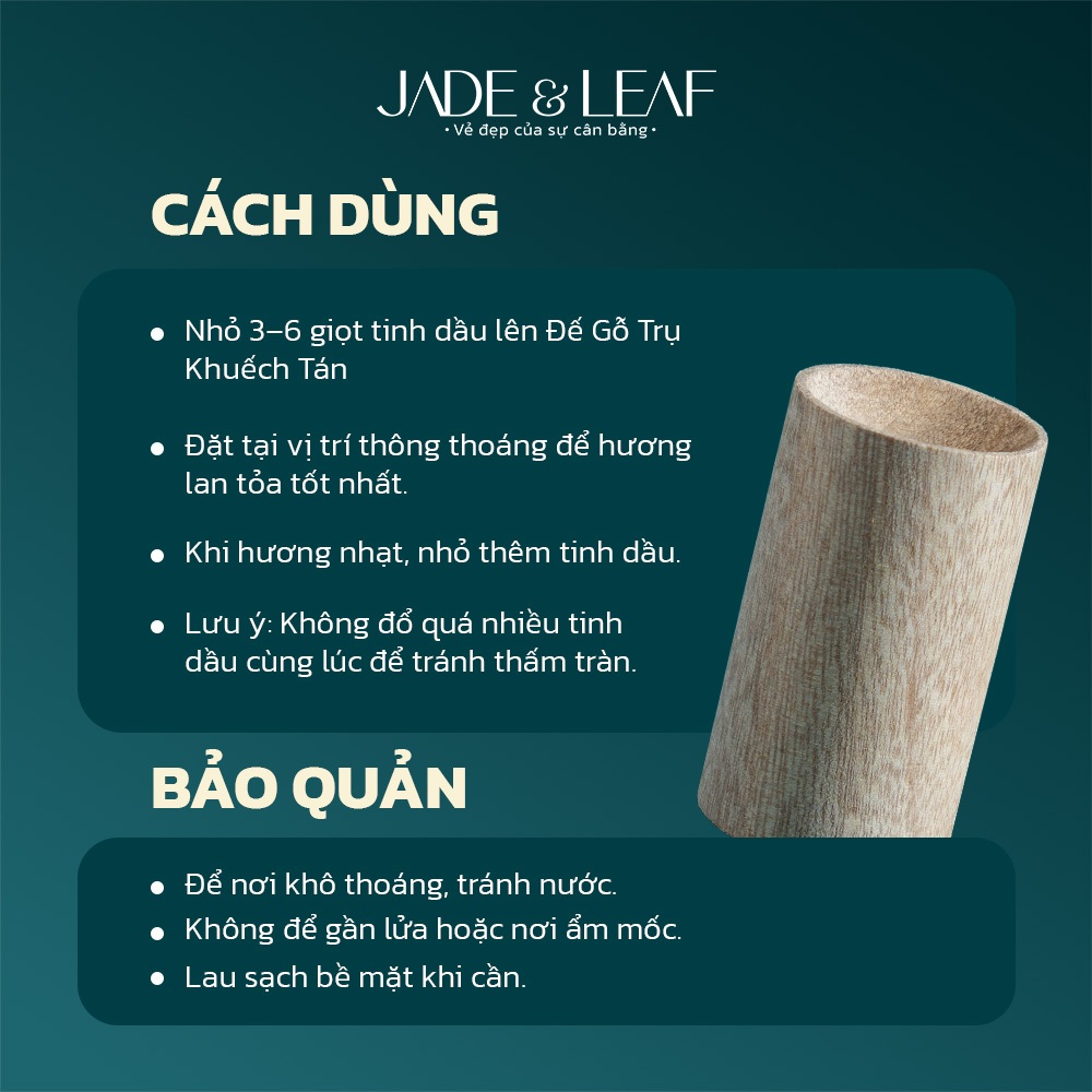 Trụ Gỗ Khuếch Tán Tinh Dầu Jade&Leaf, Khuếch Tán Nhanh Giữ Tinh Dầu Lâu Thân Thiện Môi Trường