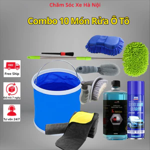 Combo 10 Món Rửa Ô Tô Đa Năng – Bộ Dụng Cụ Rửa Xe Hơi Tại Nhà Kèm Nước Rửa Xe K-Wash