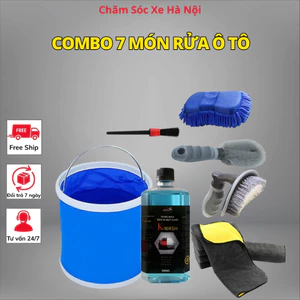 Combo 7 Món Rửa Ô Tô Cao Cấp – Bộ Cọ Bánh Xe + Nước Rửa Xe K-Wash 500ml – Dụng Cụ Rửa Xe Tại Nhà