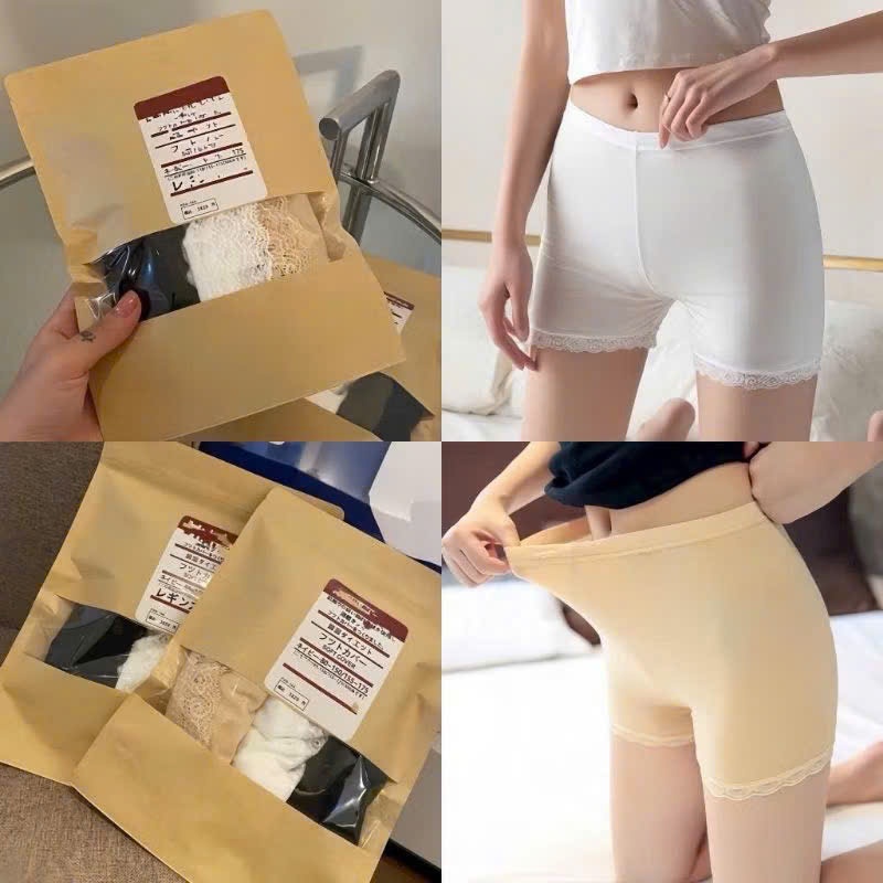 Quần Đùi Bảo Hộ Nữ MUJI Ren Mềm Mịn – Quần Mặc Váy Chống Lộ, Co Giãn 4 Chiều