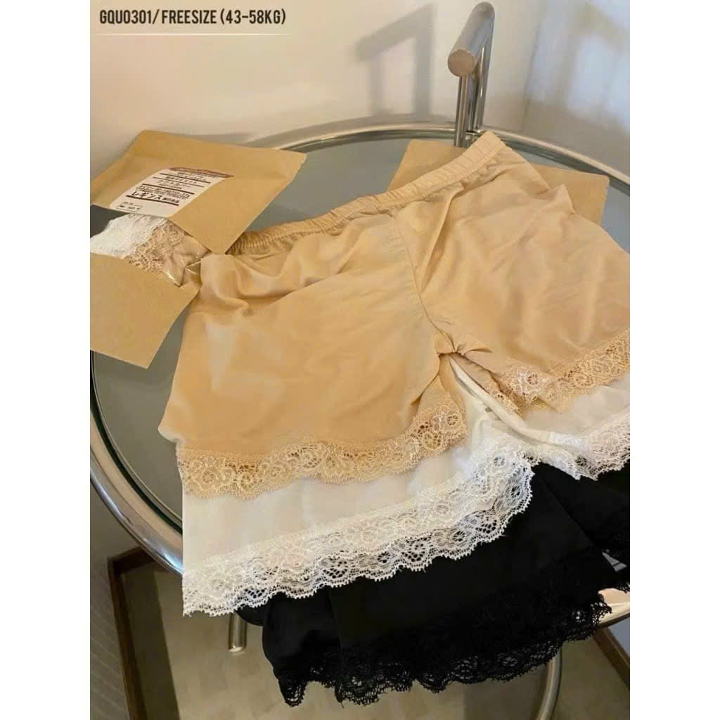 Quần Đùi Bảo Hộ Nữ MUJI Ren Mềm Mịn – Quần Mặc Váy Chống Lộ, Co Giãn 4 Chiều