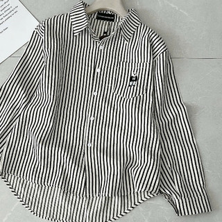 Áo Sơ Mi Kẻ Sọc Thiết Kế Cổ Bẻ Túi Nắp Thuê họa tiết đáng yêu Outfit trẻ trung