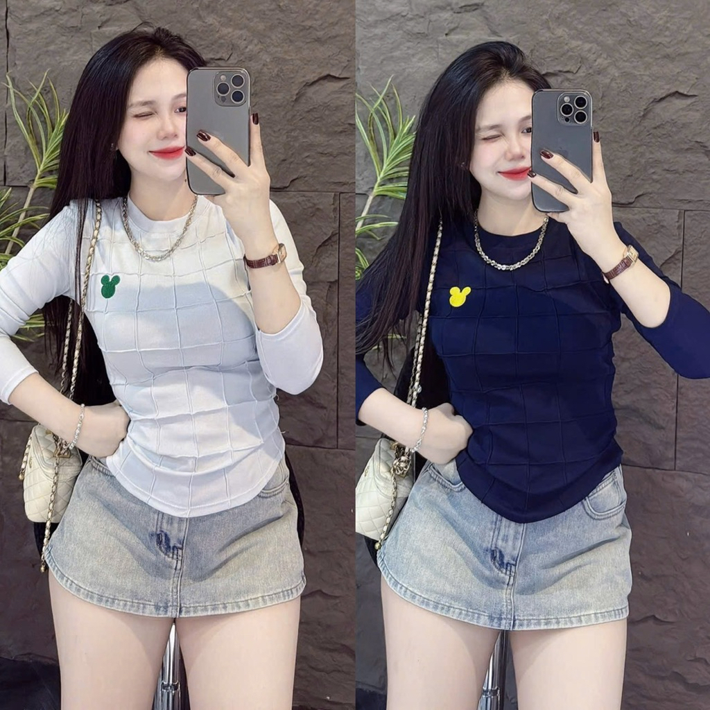 [ Có Size 38kg -58kg ] Áo thun PHOM ÔM body nữ Tay Dài phối lưới thêu tôn eo( TD29 ) Top Women