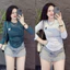Áo thun PHOM ÔM body nữ Tay Dài phối lưới thêu tôn eo( TD29 ) Top Women
