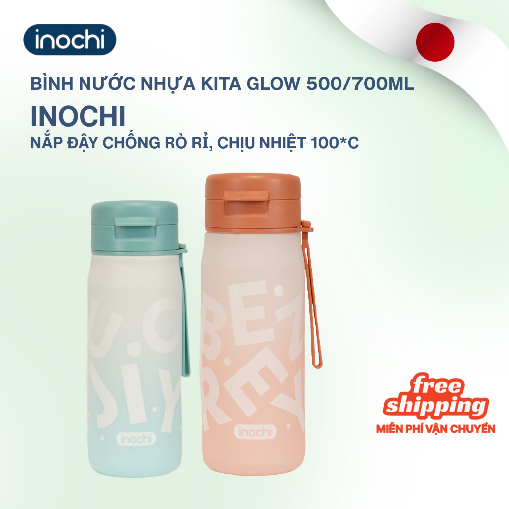 Bình nước Kita Glow 500ml Inochi, thiết kế thông minh, trẻ trung, năng động