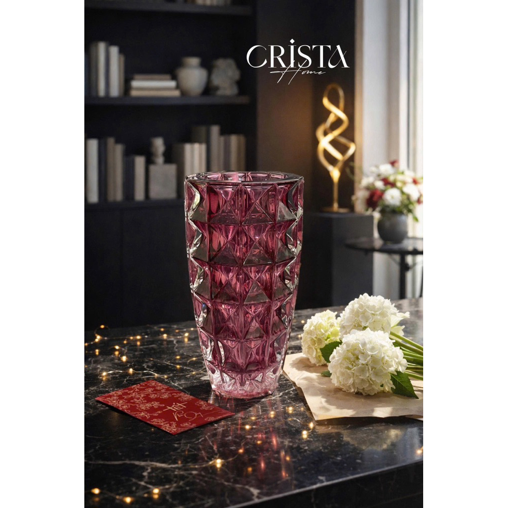 🌈🌈🌈 BÌNH CẮM HOA THỦY TINH VÂN KIM CƯƠNG 27.5CM X 14CM – CRISTA HOME 60232 | CHÍNH HÃNG