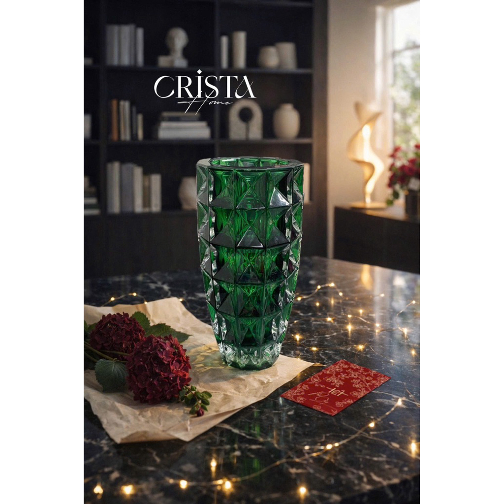 🌈🌈🌈 BÌNH CẮM HOA THỦY TINH VÂN KIM CƯƠNG 27.5CM X 14CM – CRISTA HOME 60232 | CHÍNH HÃNG