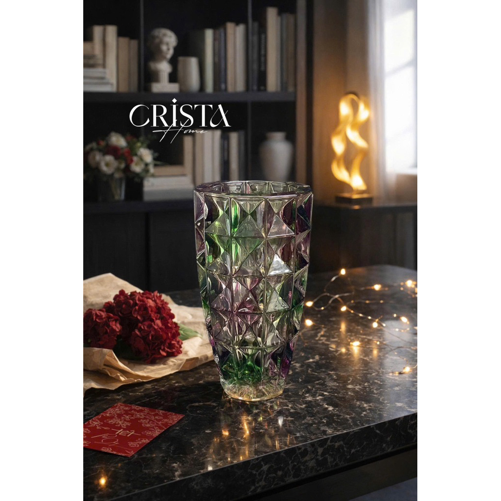 🌈🌈🌈 BÌNH CẮM HOA THỦY TINH VÂN KIM CƯƠNG 27.5CM X 14CM – CRISTA HOME 60232 | CHÍNH HÃNG