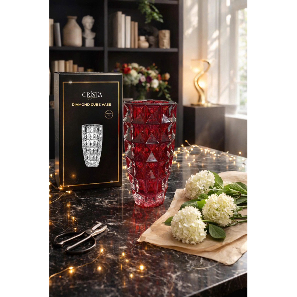 🌈🌈🌈 BÌNH CẮM HOA THỦY TINH VÂN KIM CƯƠNG 27.5CM X 14CM – CRISTA HOME 60232 | CHÍNH HÃNG