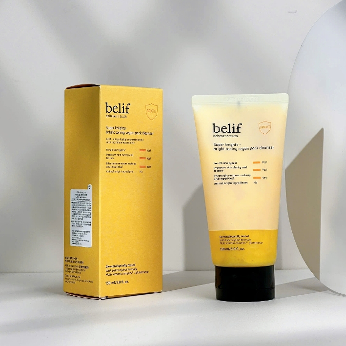 Sữa rửa mặt thuần chay làm sáng da Belif Super Knights - Bright Toning Vegan Pack Cleanser 150ml