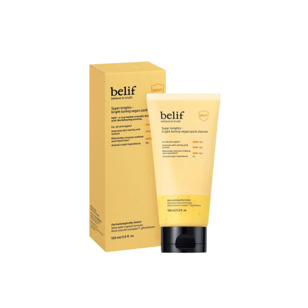 Sữa rửa mặt thuần chay làm sáng da Belif Super Knights - Bright Toning Vegan Pack Cleanser 150ml
