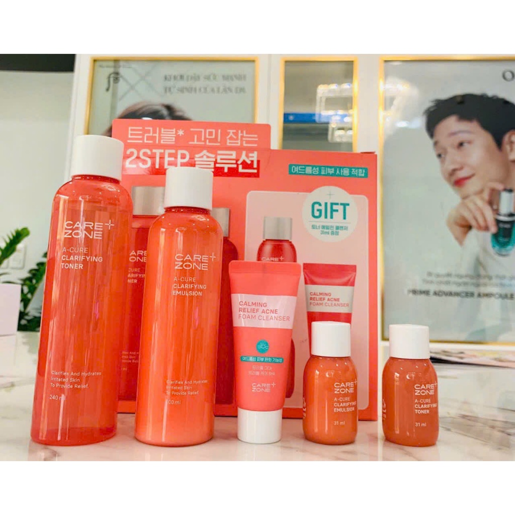 [DATE 11/2026] Bộ 2 bước dưỡng cho da mụn xỉn màu CAREZONE A-Cure Clarifying 2PCS Set