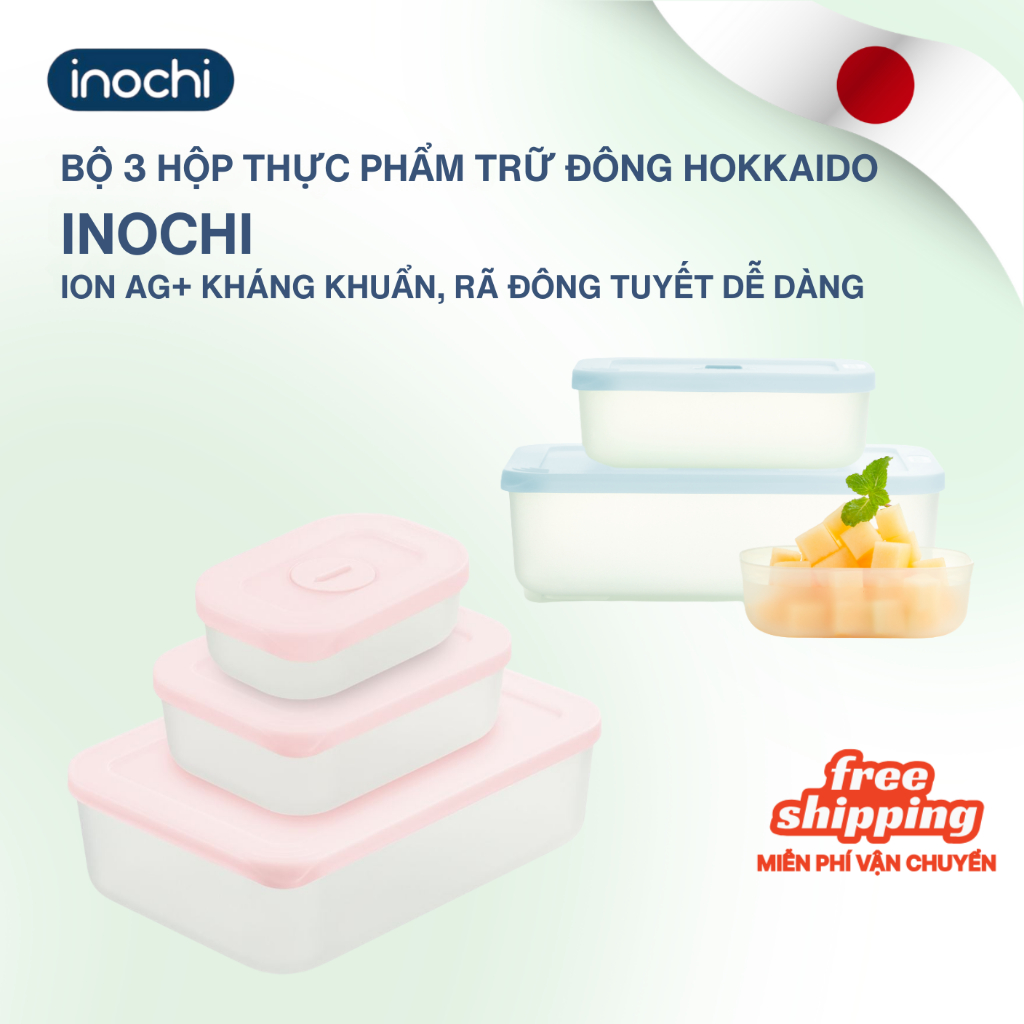 Bộ 3 hộp thực phẩm TRỮ ĐÔNG Hokkaido 900-2500-3600ml chịu nhiệt 120*, an toàn cao cấp