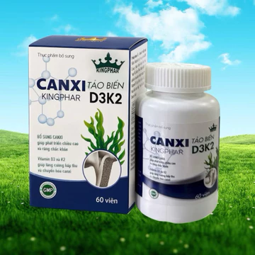 Viên Uống Canxi Hữu Cơ tảo biển D3 k2 Kingphar - Hộp 60 viên,Bổ sung Canxi Hữu cơ, ngừa loãng xương