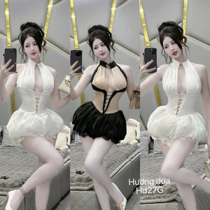 Đầm nữ chơi tiệc sang chảnh sexy yếm bồng phối ren a10