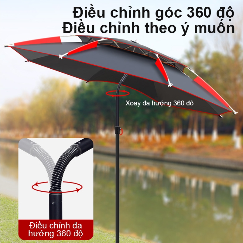 Chất Lượng Ô Câu Cá, Dù Câu Cá 2 Tầng Siêu Chống Thấm, 360° Chống Tia UV Cao Cấp,Độ Dài 2m2 - 2m4
