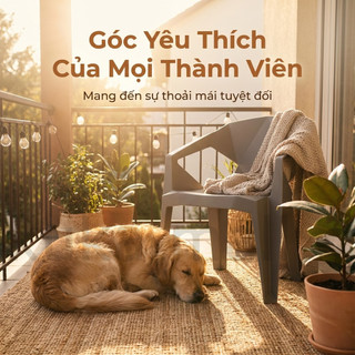 Ghế ăn tựa lưng nhựa kim cương chồng xếp được chống mưa nắng tiết kiệm không gian, phù hợp trong nhà & ngoài trời