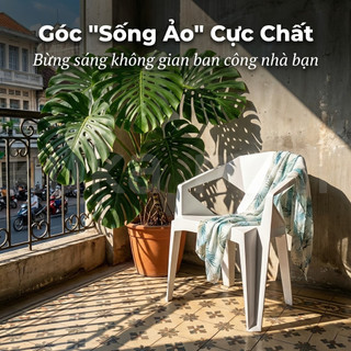 Ghế ăn tựa lưng nhựa kim cương chồng xếp được chống mưa nắng tiết kiệm không gian, phù hợp trong nhà & ngoài trời