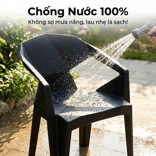 Ghế ăn tựa lưng nhựa kim cương chồng xếp được chống mưa nắng tiết kiệm không gian, phù hợp trong nhà & ngoài trời
