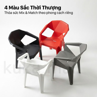Ghế ăn tựa lưng nhựa kim cương chồng xếp được chống mưa nắng tiết kiệm không gian, phù hợp trong nhà & ngoài trời