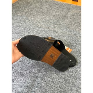 Dép da nam quai ngang Fttleather, dép da nam mang hằng ngày êm chân đế phíp gỗ chống trượt D011