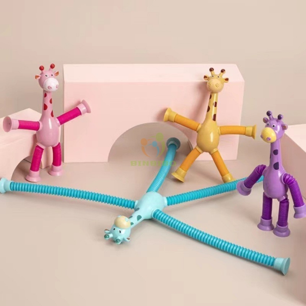Hươu Cao Cổ Kéo Giãn Lò Xo Đồ Chơi Luyện Tay Cho Bé, An Toàn Phát Triển Vận Động - Binbibo