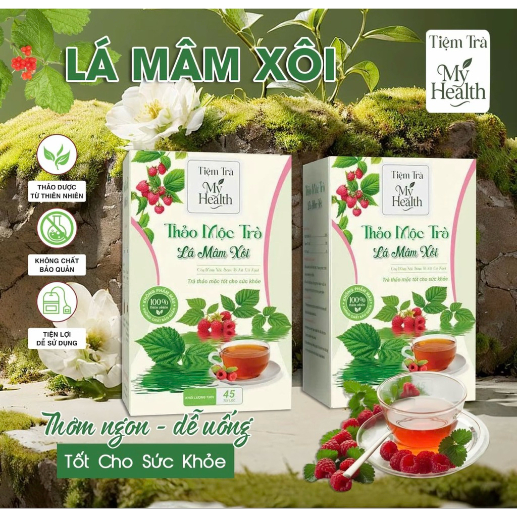 Trà Túi Lọc Mâm Xôi Rừng Tự Nhiên, Hộp 45 Túi Lọc Thanh Mát, Tốt Cho Sức Khoẻ, Viêm PK Cải Thiện Râu