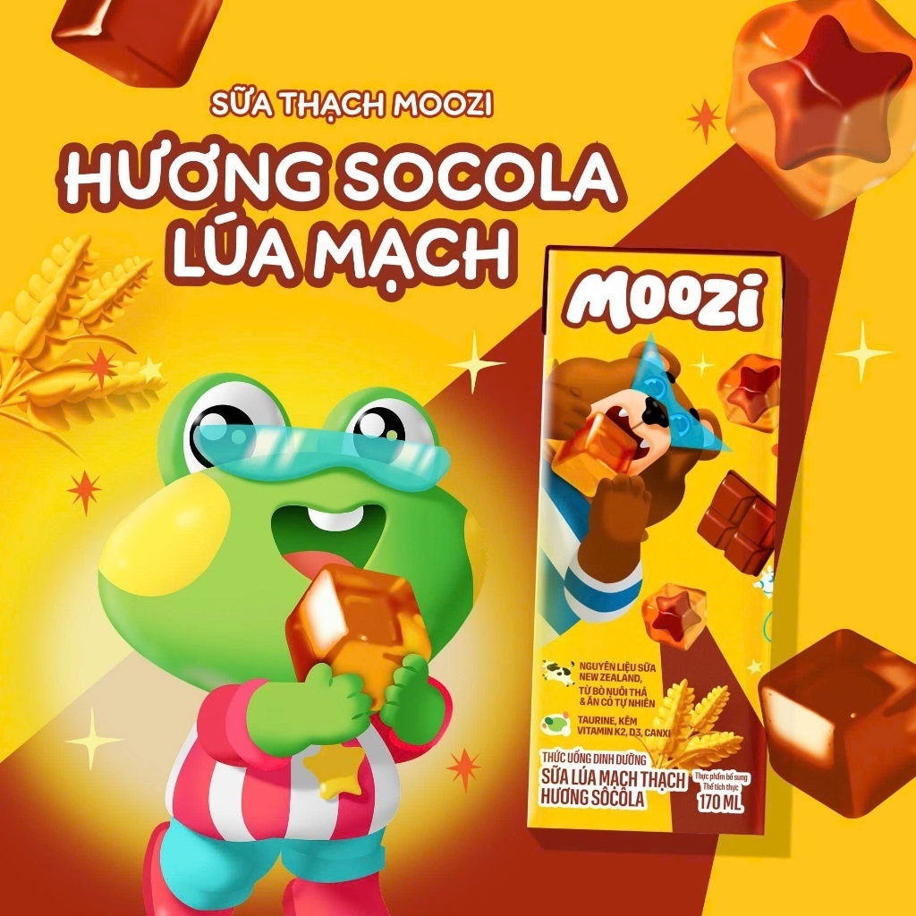 [THÙNG 48 HỘP] Thức uống dinh dưỡng Moozi có thạch nhiều vị (kẹo nho, cam đào, dưa lưới, socola lúa mạch) - 170ml