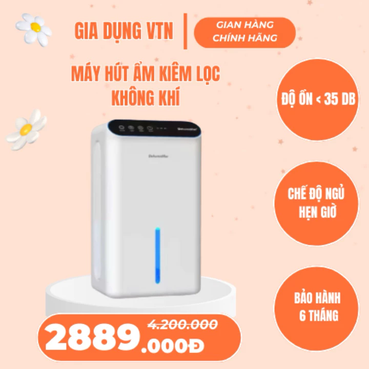 Máy hút ẩm kiêm lọc không khí diệt khuẩn công nghệ Đức - Thông Minh 2025 - Xử Lý Không Khí Ẩm Bụi