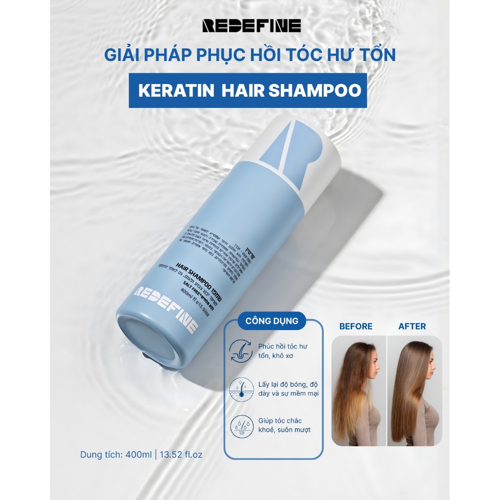 Combo Dầu Gội và Serum Dưỡng Tóc REDEFINE Keratin - Phục Hồi Chuyên Sâu, Tạo Độ Bóng Mượt Tức Thì