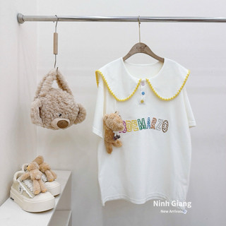 Áo Phông Gấu 13De Marzo Chữ Màu Viền Vàng Cổ Bèo QC