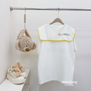 Áo Phông Gấu 13De Marzo Chữ Màu Viền Vàng Cổ Bèo QC