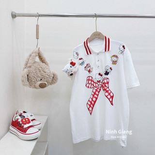 Áo Phông Gấu 13De Marzo Polo Kitty Đính Đá Nơ Đỏ QC