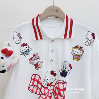 Áo Phông Gấu 13De Marzo Polo Kitty Đính Đá Nơ Đỏ QC